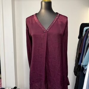 Vince Camuto Deep Purple V-Neck Blouse 3X